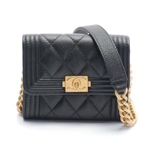 Chanel Boy Chanel Caviar Skin Shoulder Bag Black